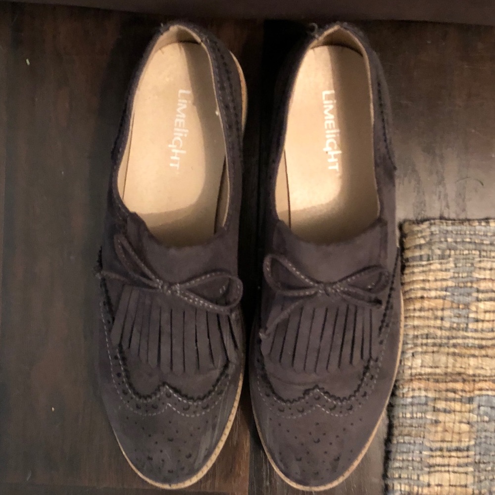 Gray slip on loafers